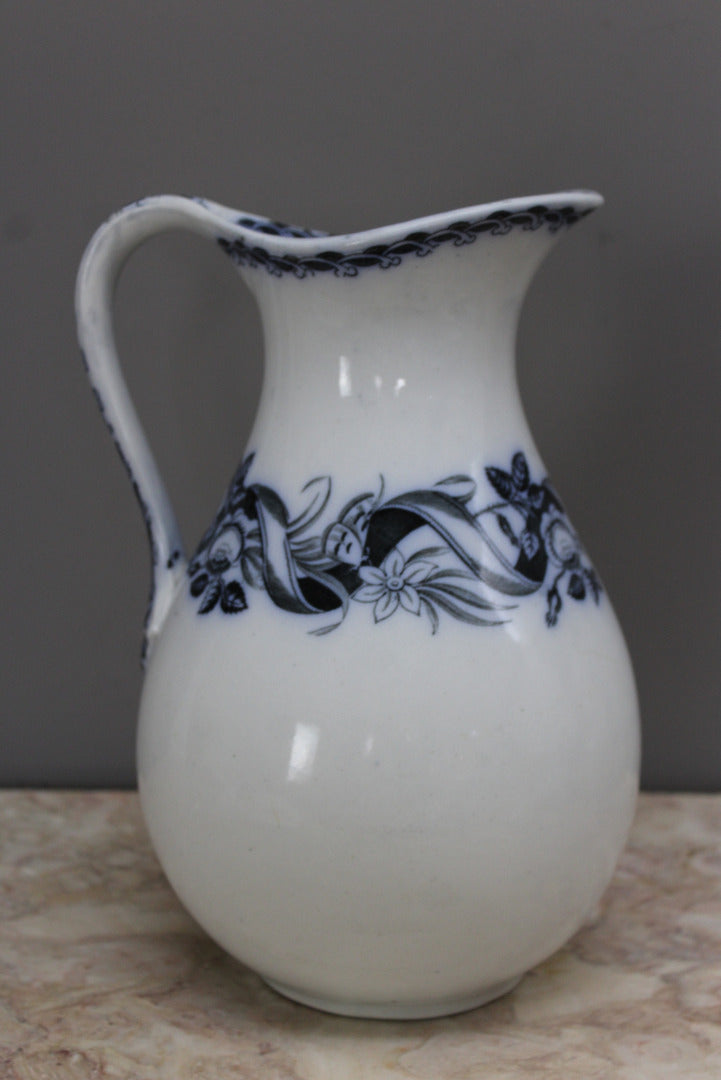 Large Blue & White Transferware Wash Jug - Kernow Furniture