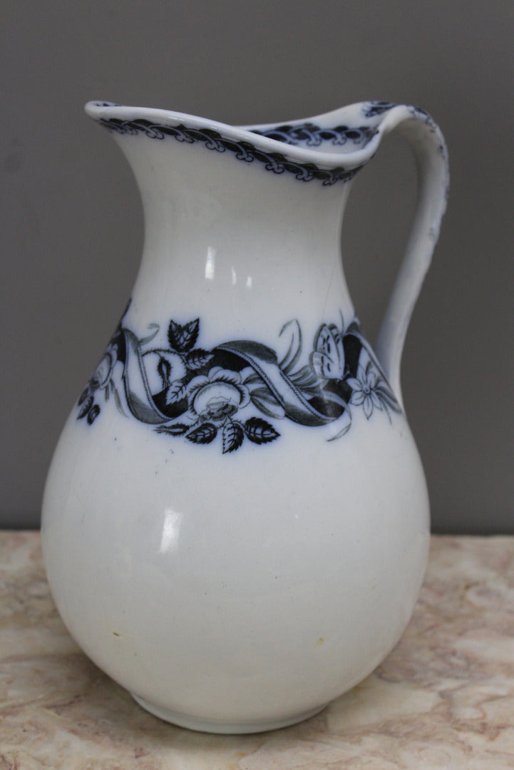 Large Blue & White Transferware Wash Jug - Kernow Furniture