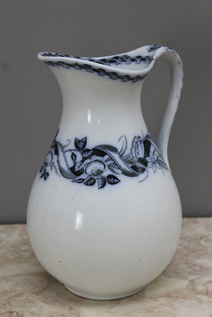 Large Blue & White Transferware Wash Jug - Kernow Furniture