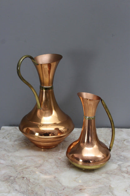 Pair Lombard Copper Jugs - Kernow Furniture