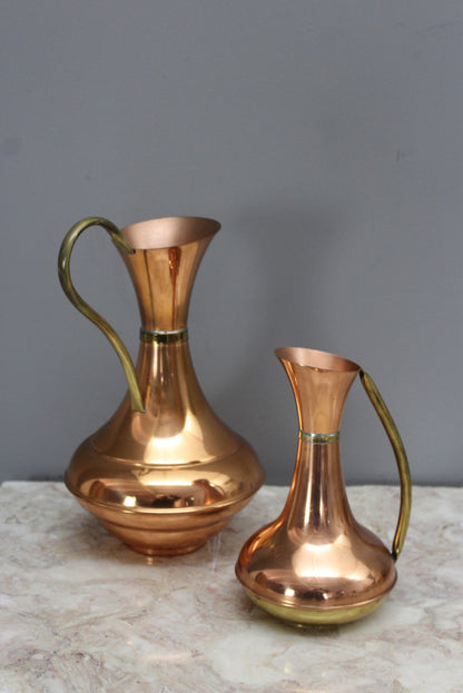 Pair Lombard Copper Jugs - Kernow Furniture