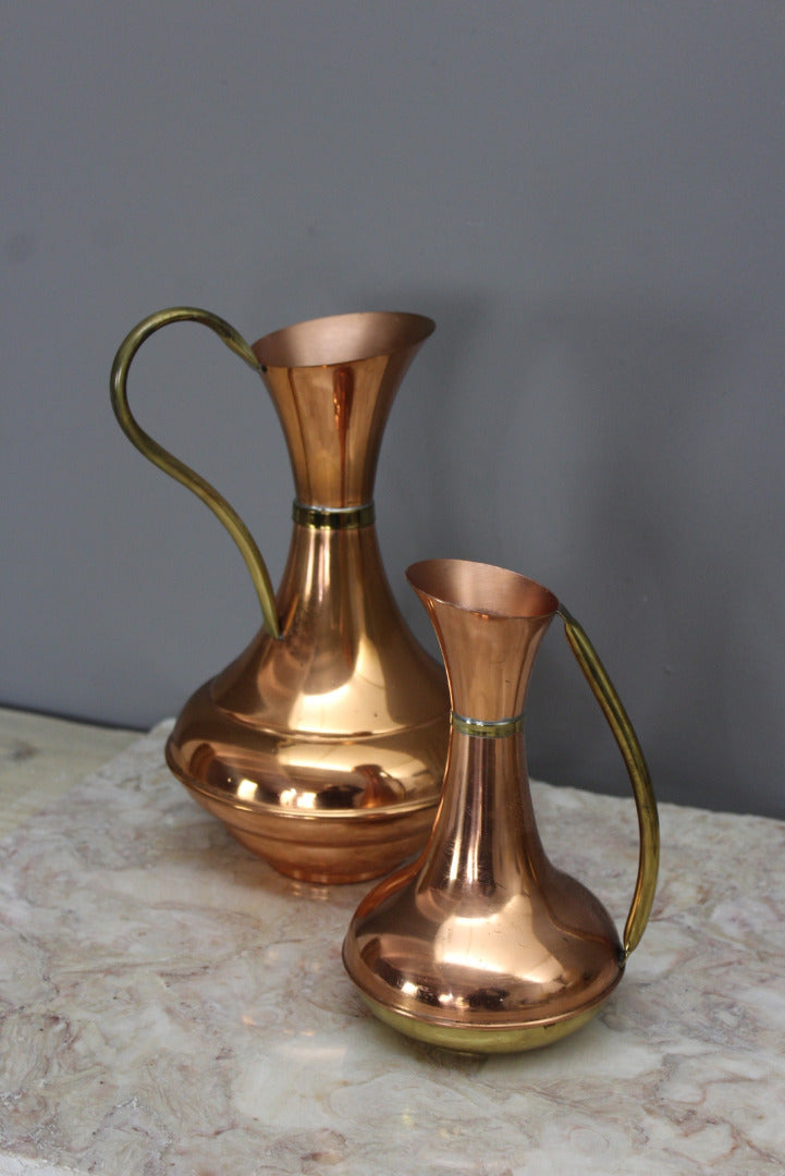 Pair Lombard Copper Jugs - Kernow Furniture