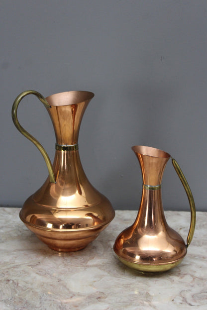 Pair Lombard Copper Jugs - Kernow Furniture