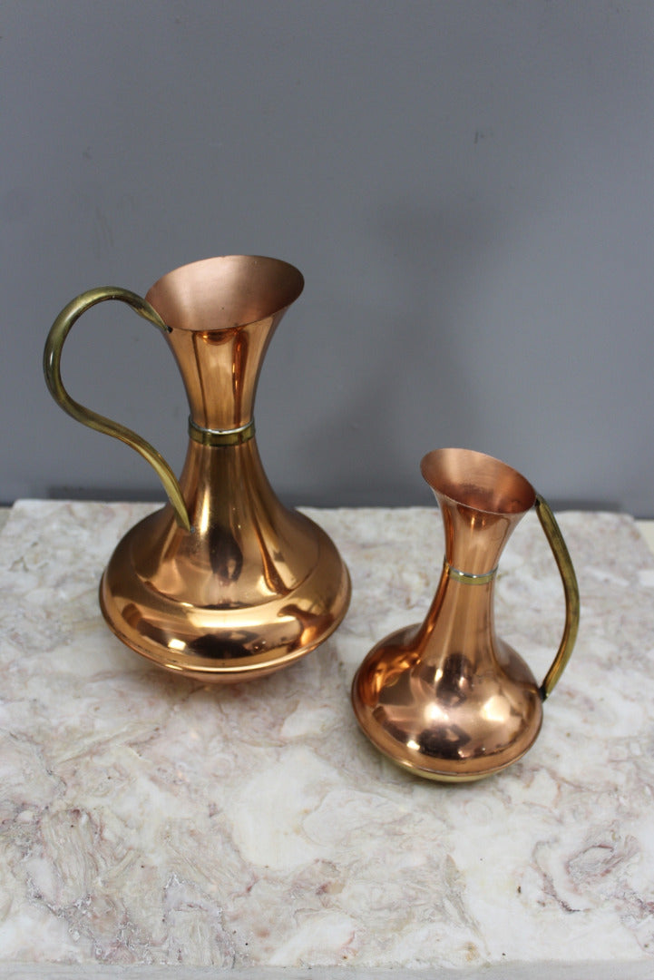 Pair Lombard Copper Jugs - Kernow Furniture