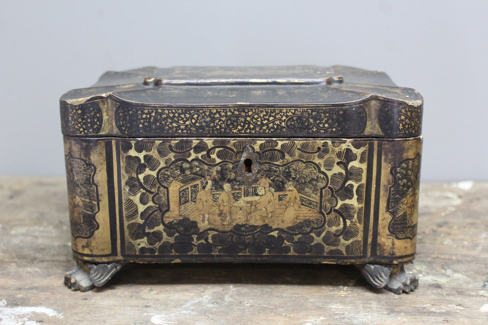 Chinese Black Lacquer Work Box - Kernow Furniture