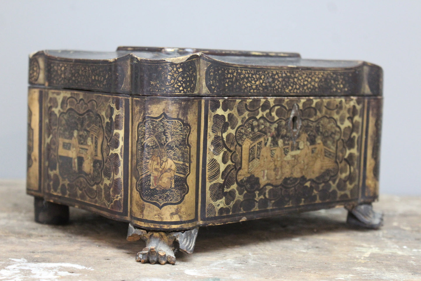 Chinese Black Lacquer Work Box - Kernow Furniture