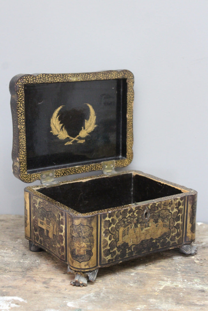 Chinese Black Lacquer Work Box - Kernow Furniture