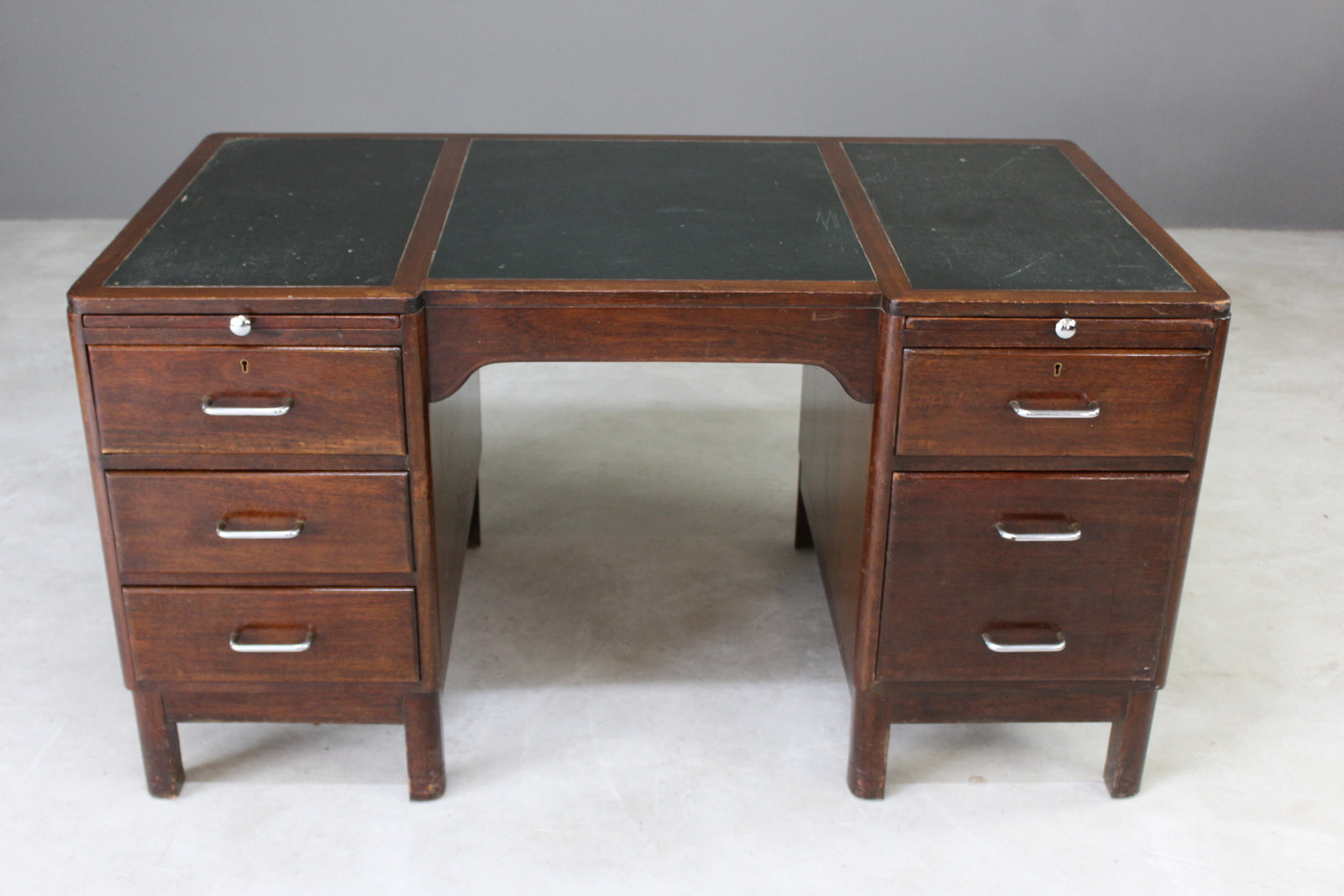 Mid Century Twin Pedestal Desk - Kernow Furniture