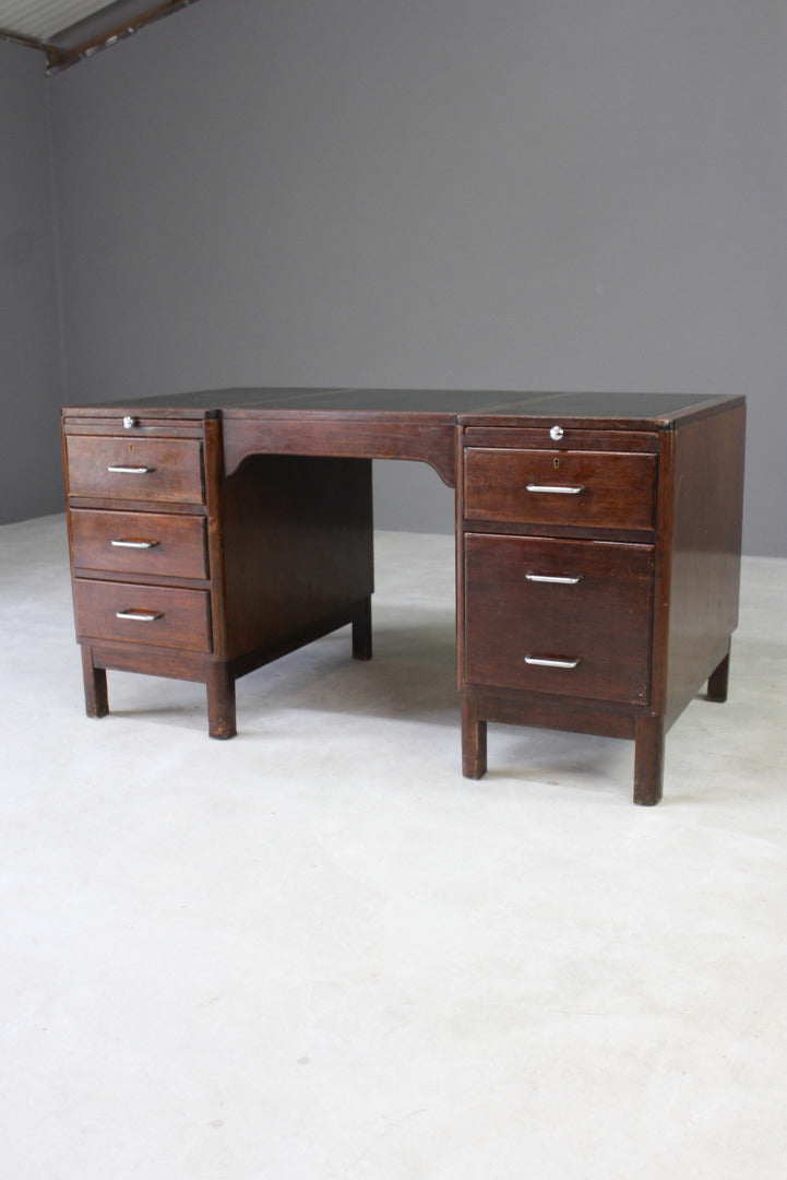 Mid Century Twin Pedestal Desk - Kernow Furniture