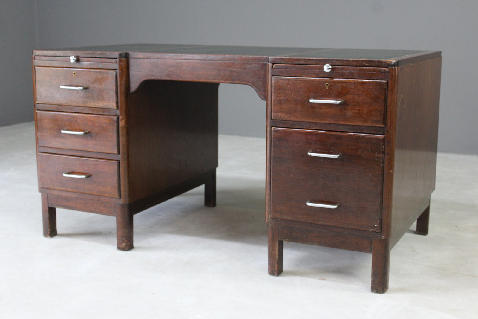 Mid Century Twin Pedestal Desk - Kernow Furniture