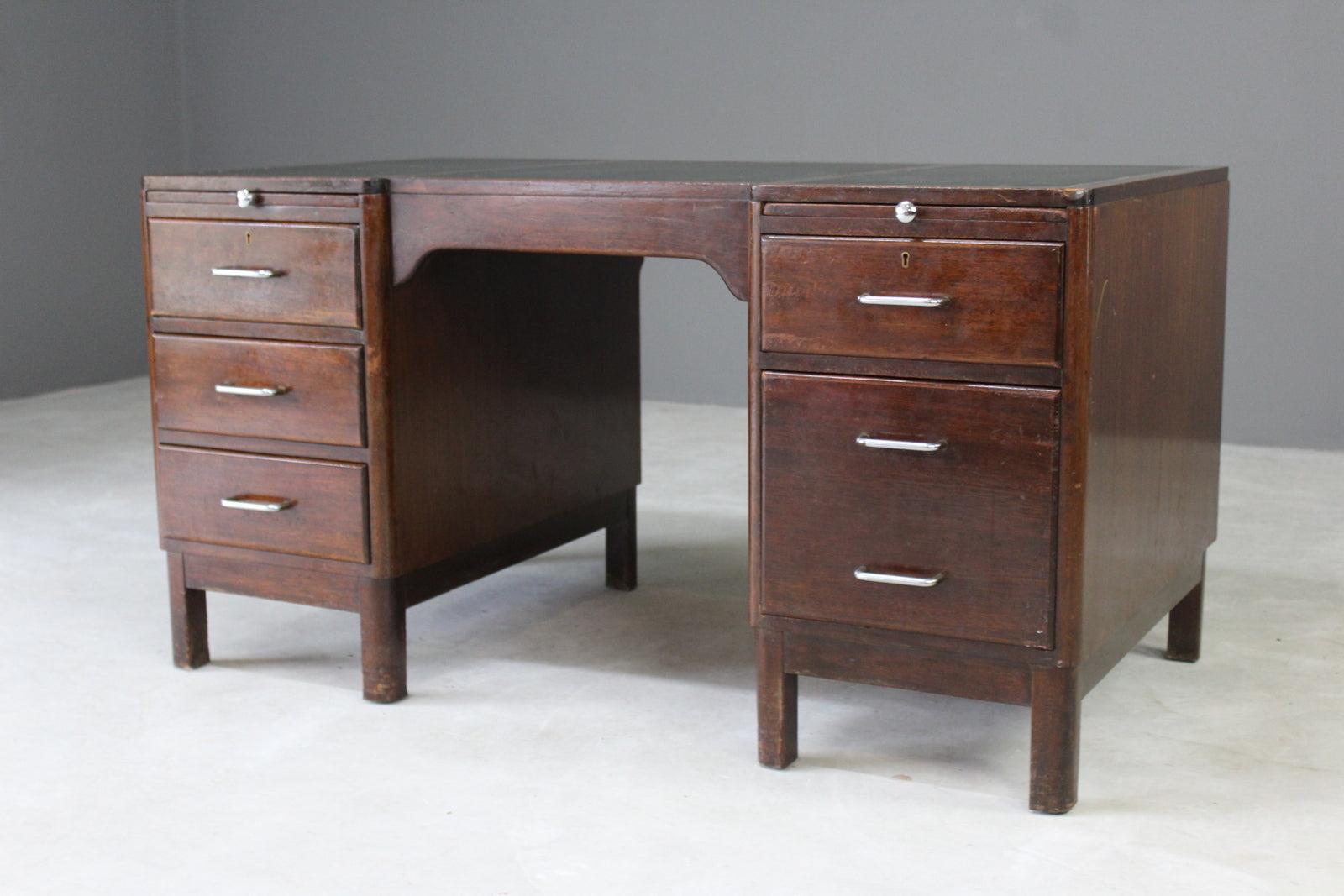 Mid Century Twin Pedestal Desk - Kernow Furniture