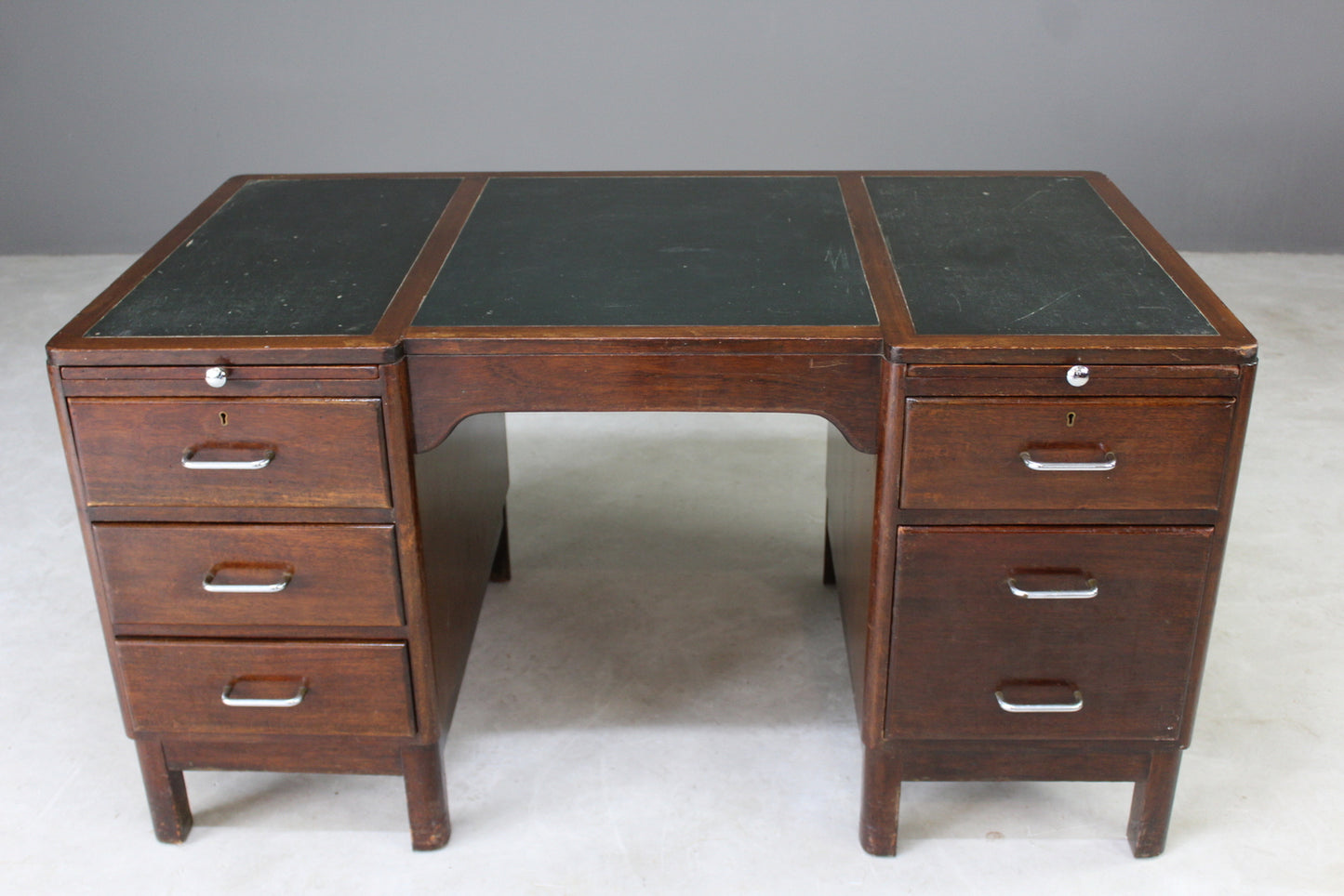 Mid Century Twin Pedestal Desk - Kernow Furniture