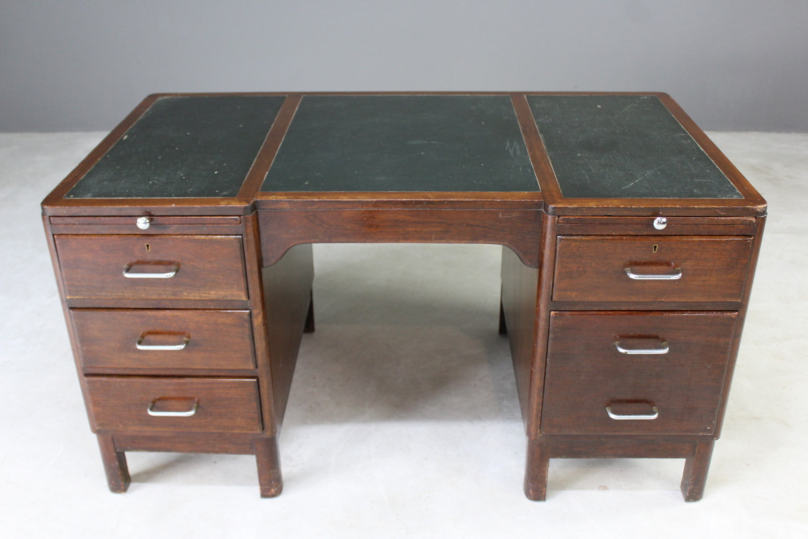 Mid Century Twin Pedestal Desk - Kernow Furniture