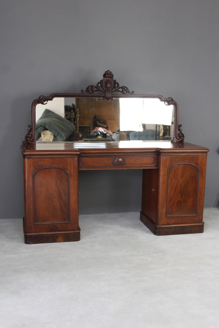 Antique Mahogany Twin Pedestal Sideboard - Kernow Furniture