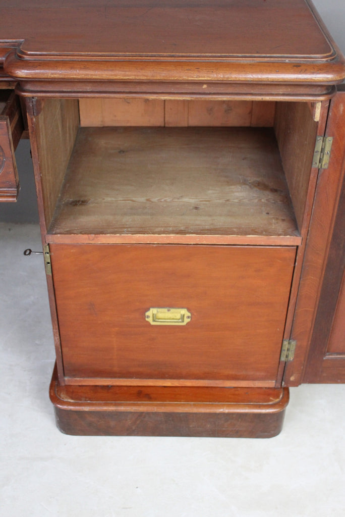 Antique Mahogany Twin Pedestal Sideboard - Kernow Furniture