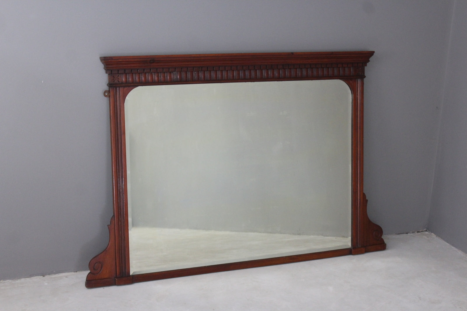 Antique Walnut Overmantle Mirror - Kernow Furniture