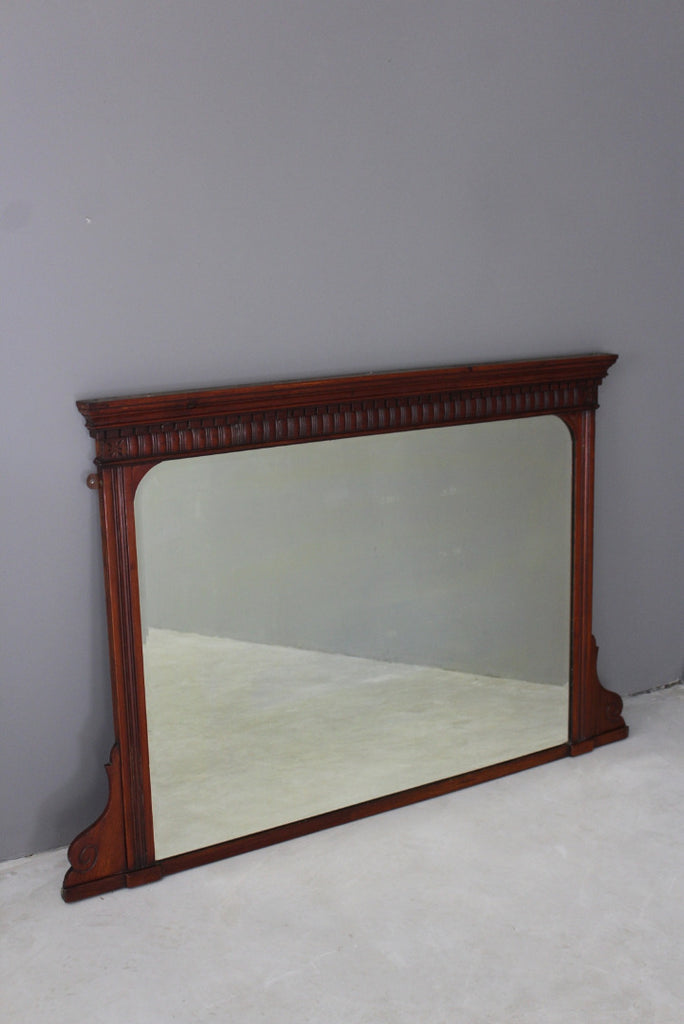 Antique Walnut Overmantle Mirror - Kernow Furniture