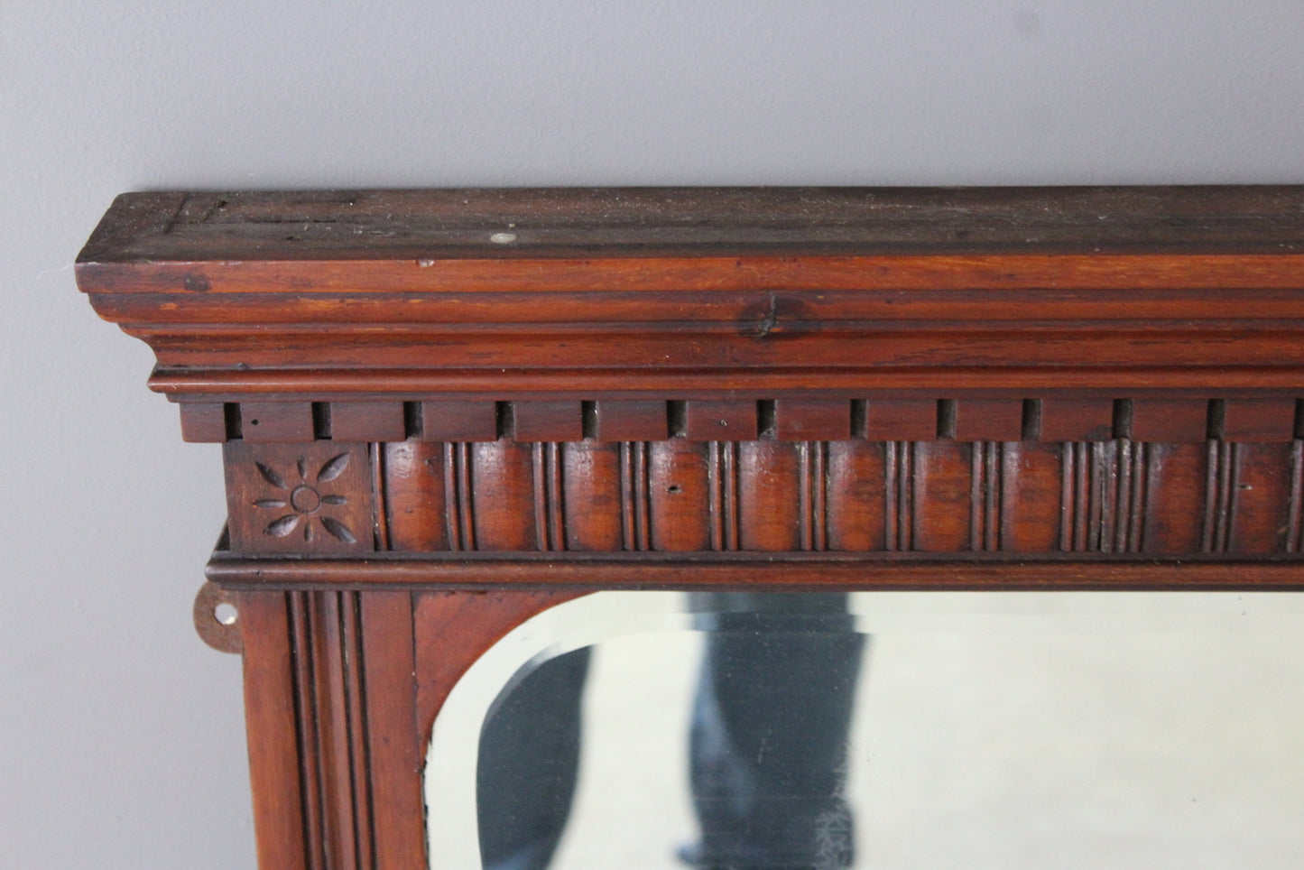 Antique Walnut Overmantle Mirror - Kernow Furniture
