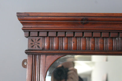 Antique Walnut Overmantle Mirror - Kernow Furniture