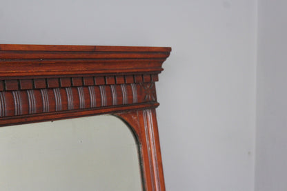 Antique Walnut Overmantle Mirror - Kernow Furniture