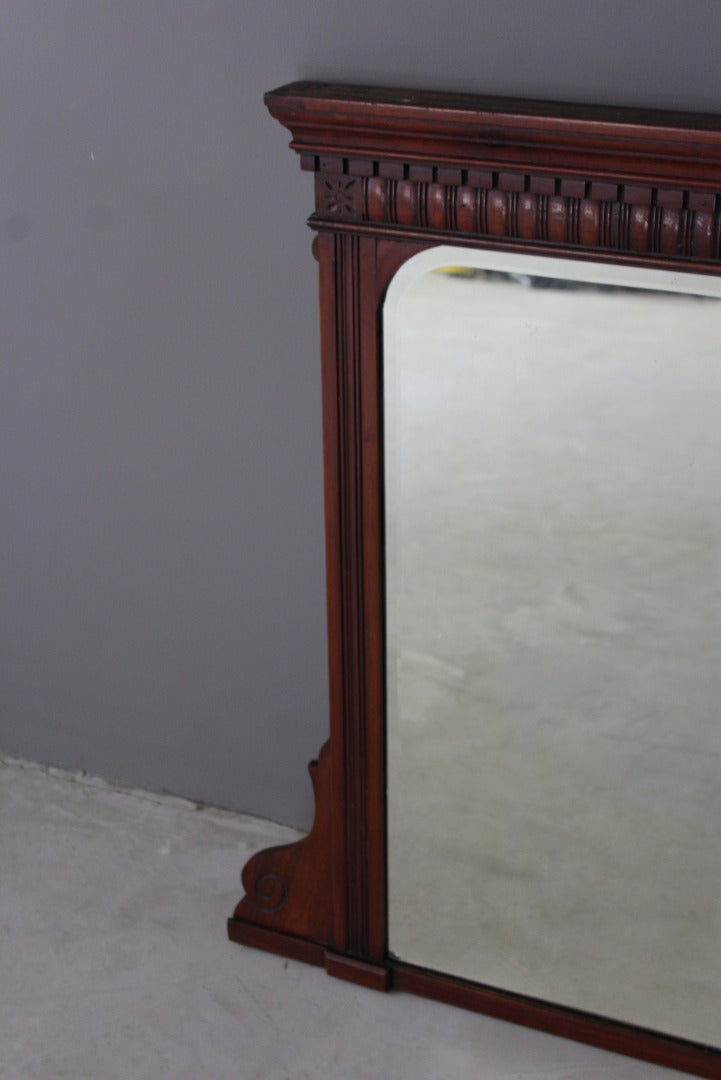 Antique Walnut Overmantle Mirror - Kernow Furniture