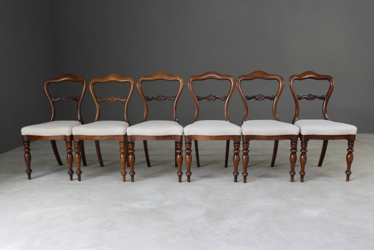 Set 6 Antique Rosewood Dining Chairs - Kernow Furniture