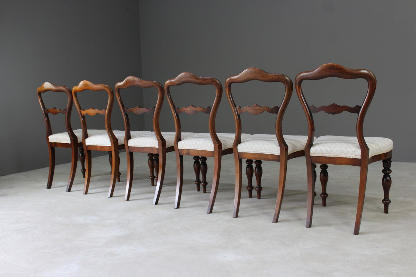 Set 6 Antique Rosewood Dining Chairs - Kernow Furniture