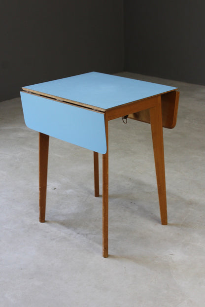 Retro Blue Formica Drop Leaf Kitchen Table - Kernow Furniture