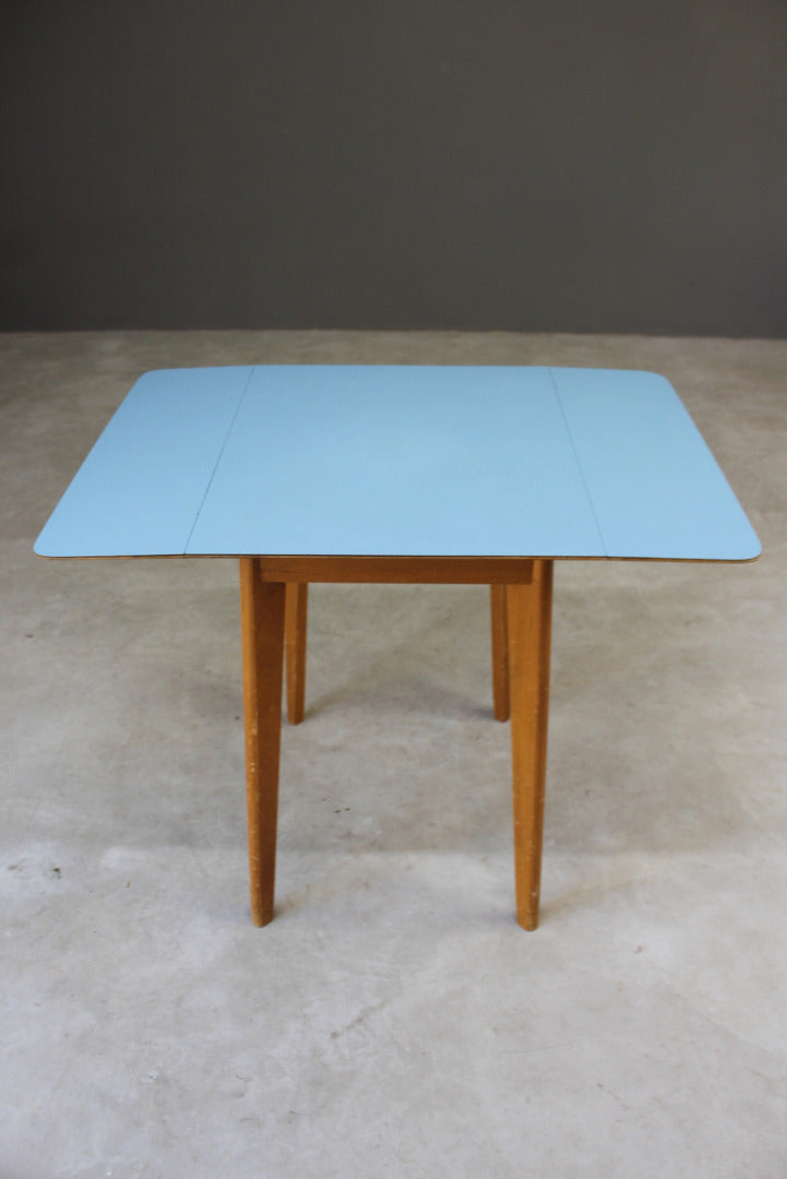 Retro Blue Formica Drop Leaf Kitchen Table - Kernow Furniture