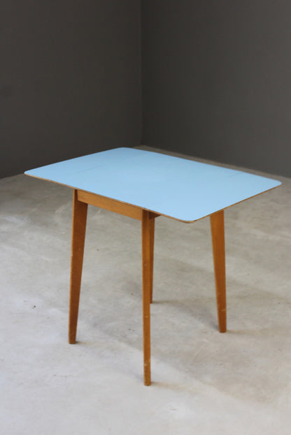 Retro Blue Formica Drop Leaf Kitchen Table - Kernow Furniture