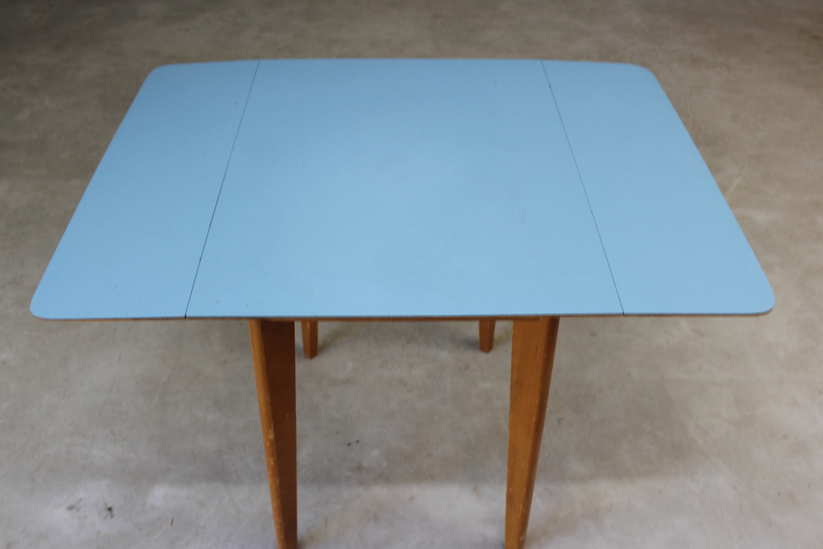 Retro Blue Formica Drop Leaf Kitchen Table - Kernow Furniture