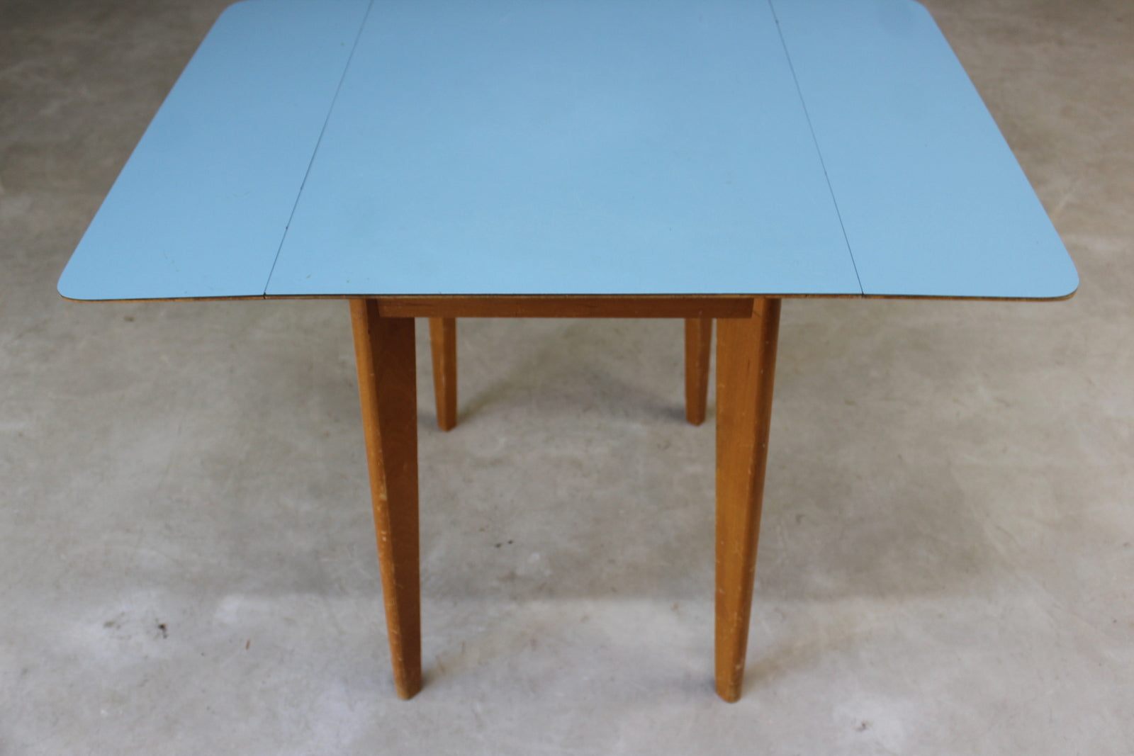 Retro Blue Formica Drop Leaf Kitchen Table - Kernow Furniture