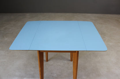 Retro Blue Formica Drop Leaf Kitchen Table - Kernow Furniture