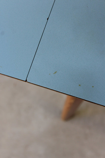 Retro Blue Formica Drop Leaf Kitchen Table - Kernow Furniture