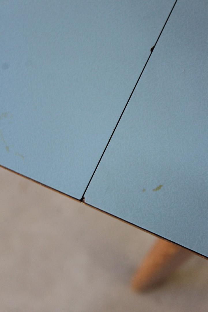 Retro Blue Formica Drop Leaf Kitchen Table - Kernow Furniture