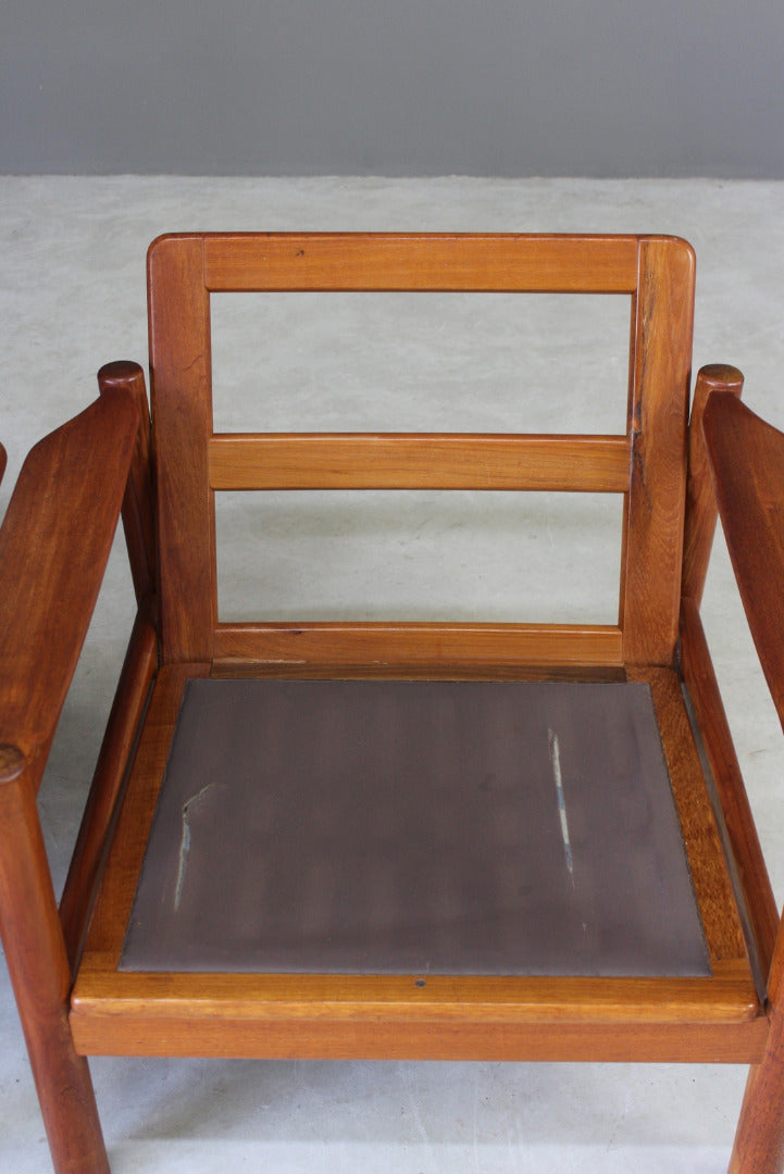 Pair Retro Teak Easy Armchairs - Kernow Furniture