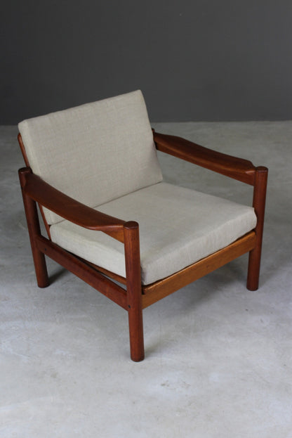 Pair Retro Teak Easy Armchairs - Kernow Furniture