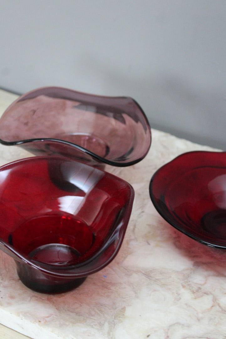 Retro Coloured Glass Bowls - Kernow Furniture