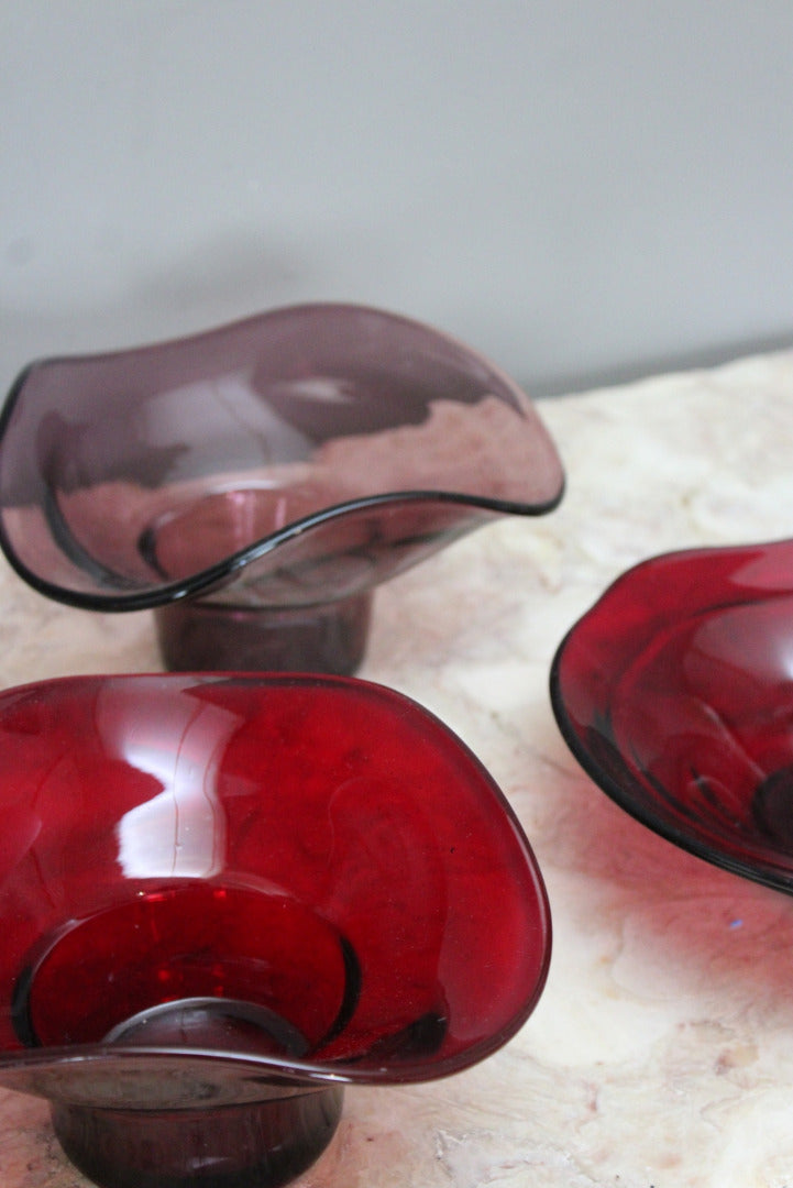 Retro Coloured Glass Bowls - Kernow Furniture