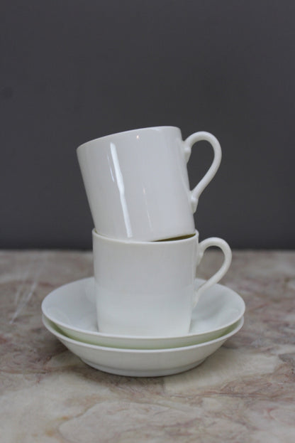 Pair Vintage White Coffee Cups - Kernow Furniture