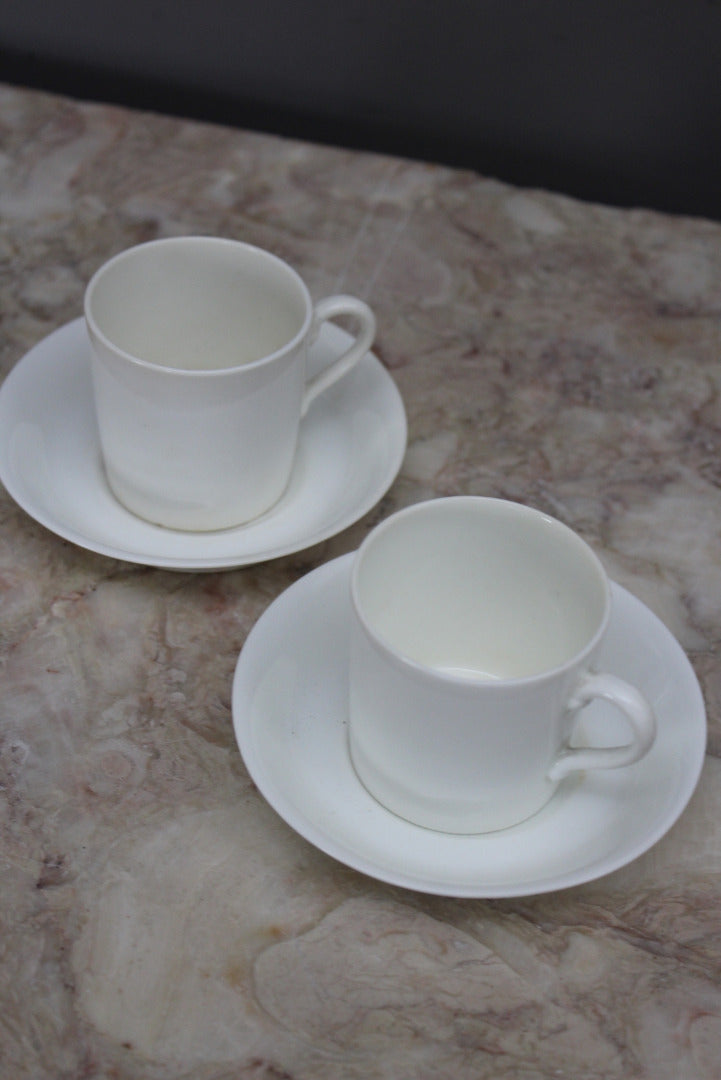 Pair Vintage White Coffee Cups - Kernow Furniture