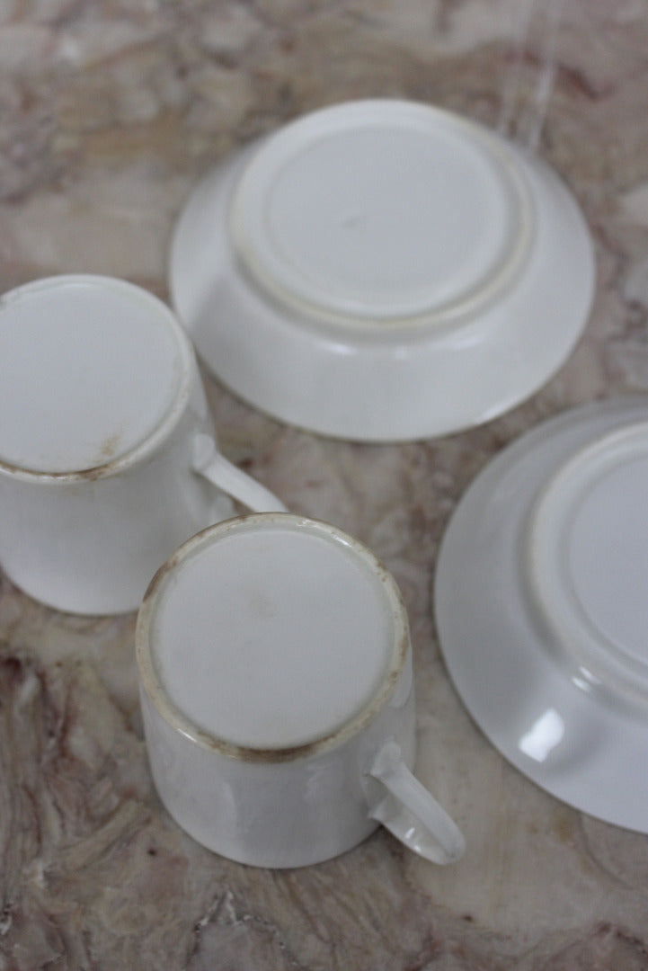 Pair Vintage White Coffee Cups - Kernow Furniture