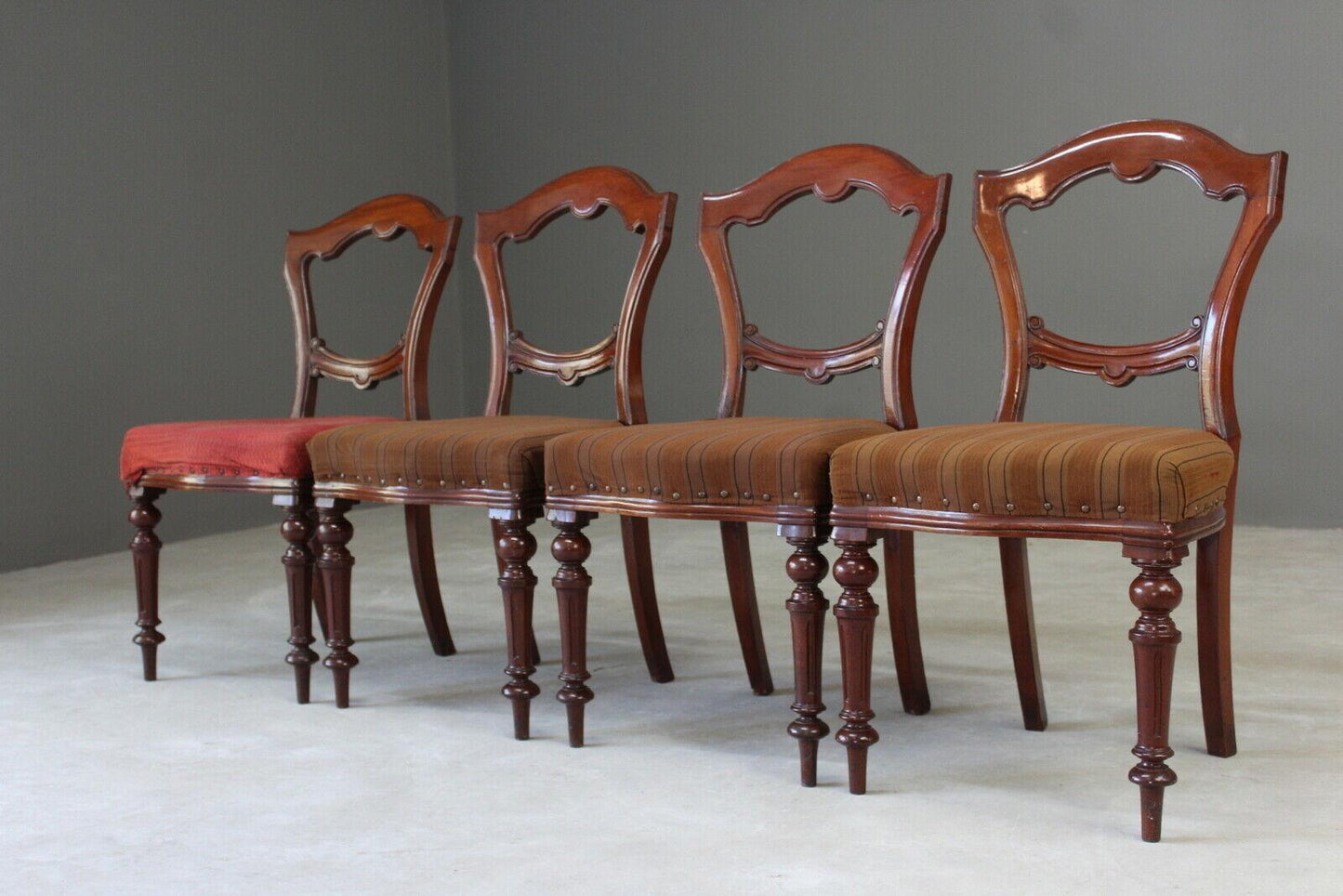 Set 4 Antique Victorian Mahogany Dining Chairs - Kernow Furniture