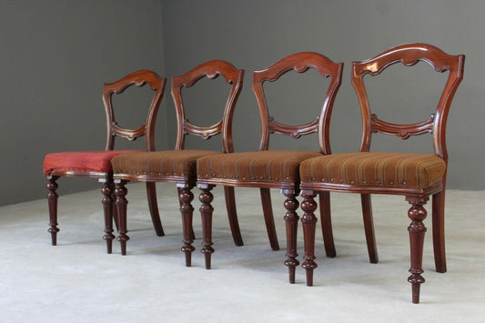 Set 4 Antique Victorian Mahogany Dining Chairs - Kernow Furniture