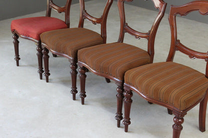 Set 4 Antique Victorian Mahogany Dining Chairs - Kernow Furniture