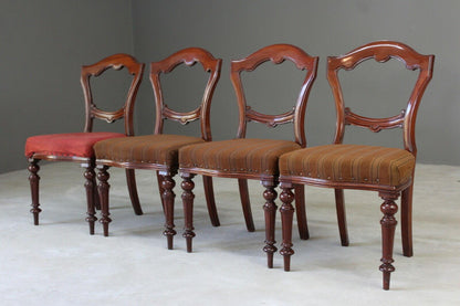 Set 4 Antique Victorian Mahogany Dining Chairs - Kernow Furniture