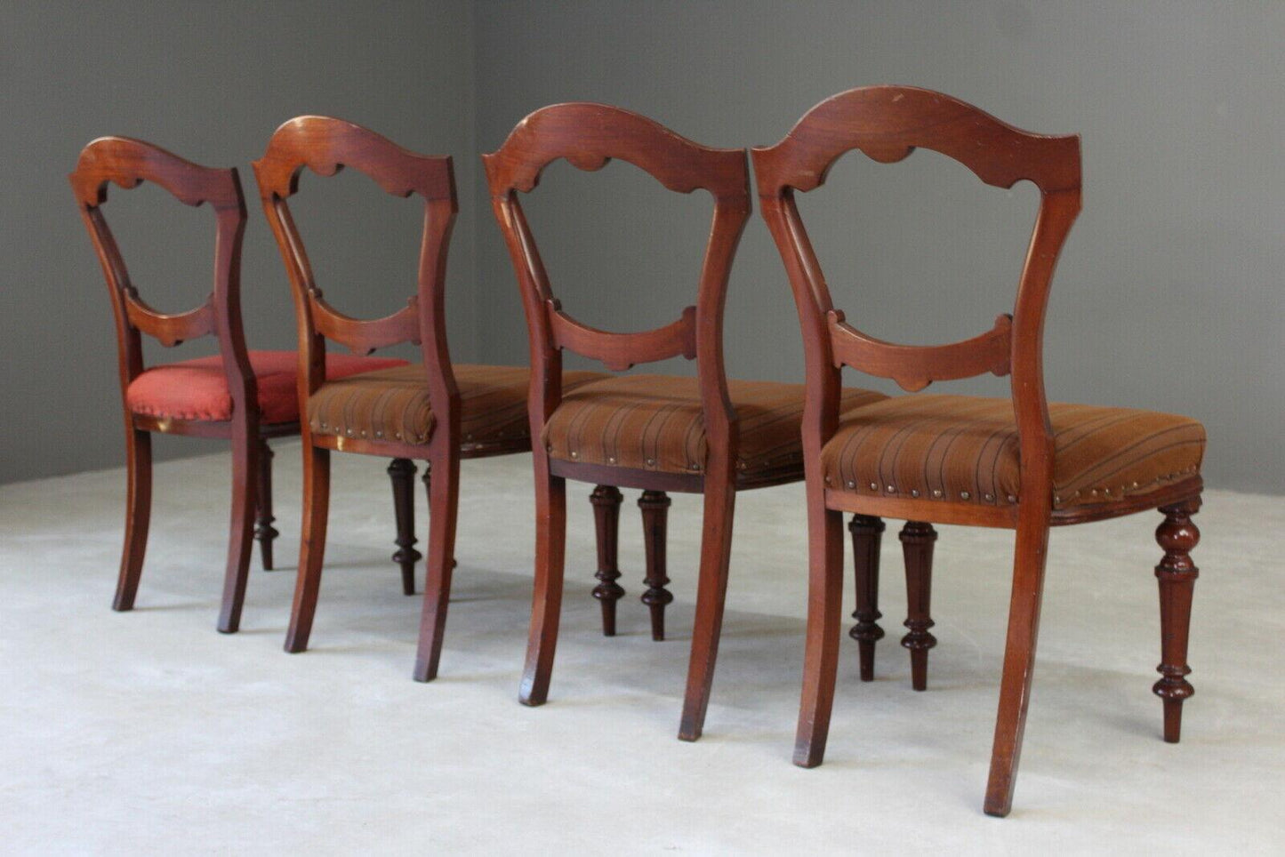 Set 4 Antique Victorian Mahogany Dining Chairs - Kernow Furniture