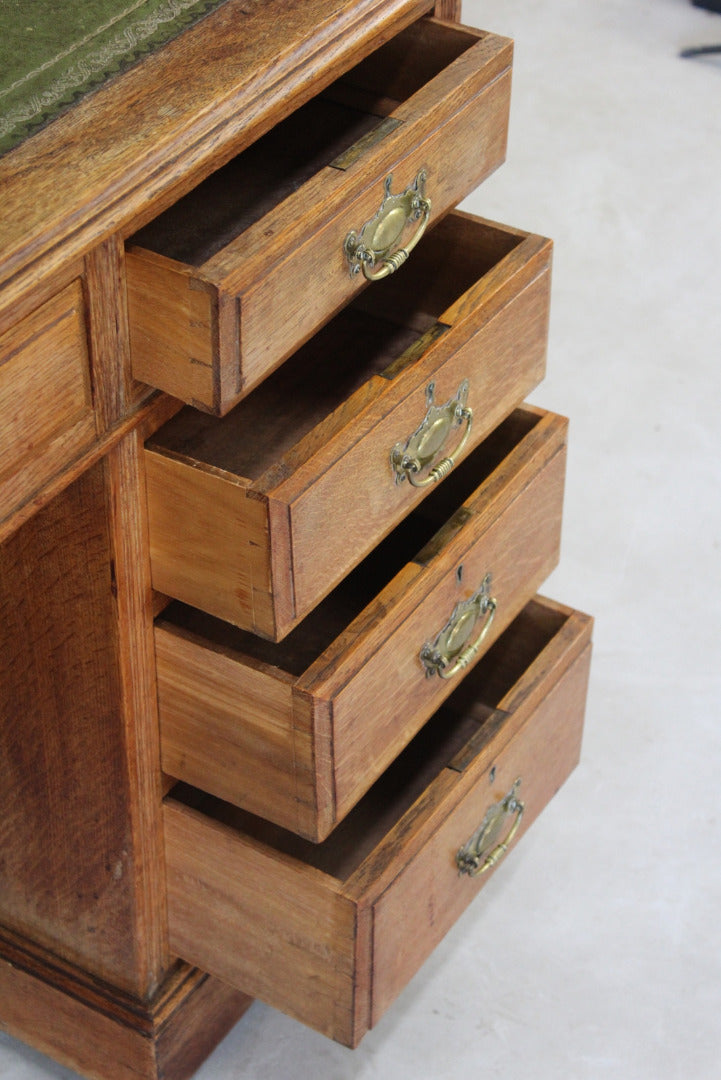 Antique Oak Twin Pedestal Desk - Kernow Furniture