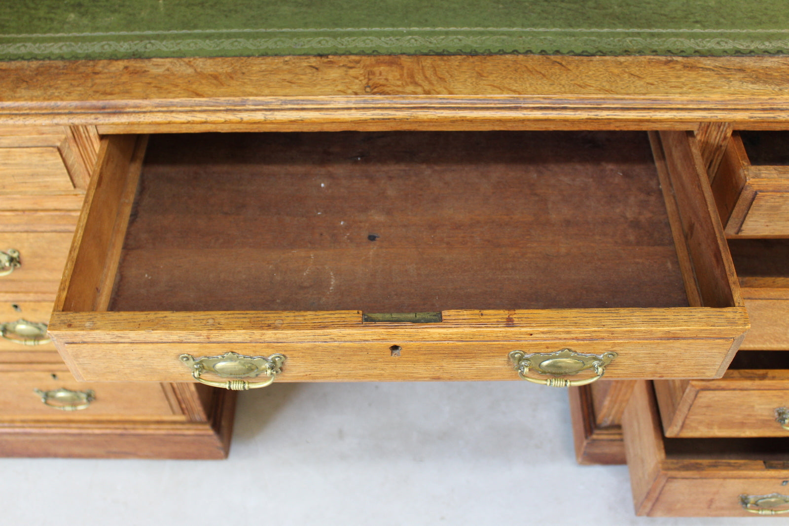 Antique Oak Twin Pedestal Desk - Kernow Furniture