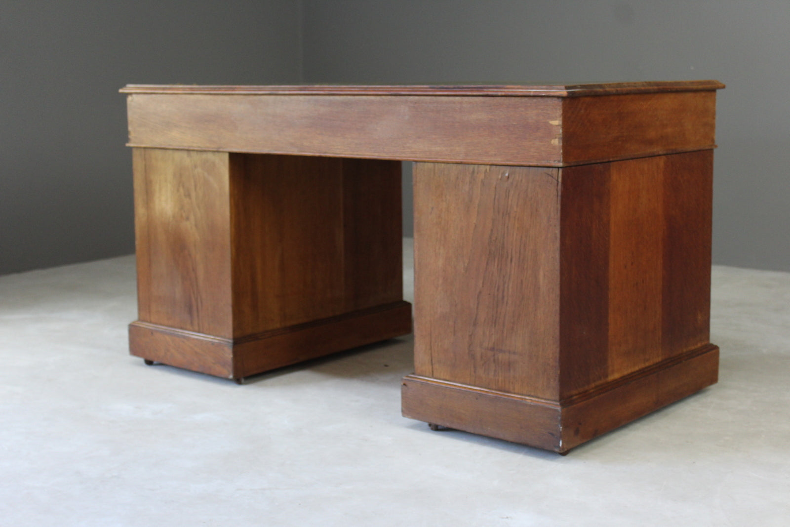 Antique Oak Twin Pedestal Desk - Kernow Furniture